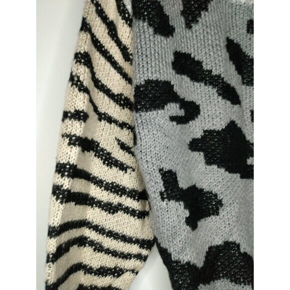 Exlura Women's Off Shoulder Sweater Mixed Animal Print Loose Oversized Pullover - Picture 2 of 7